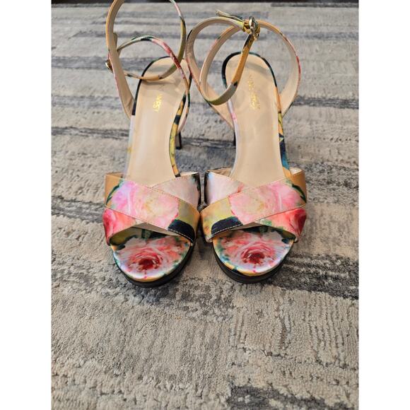 Nine West Floral Heels Open Toe Size 8 - Picture 3 of 9